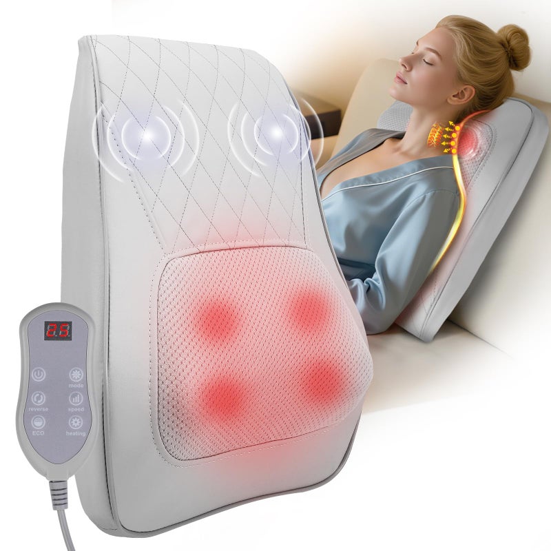 Back Massager with Heat, 3D Kneading Massage Pillow Shiatsu for Pain Relief, Neck Massager 3 Speeds 2 Directions Auto Off, Back Massager for Pain Relief Deep Tissue Home Office Car, Gift for Mom&DAD